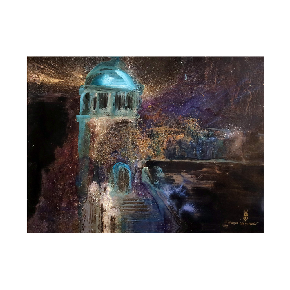 Vor dem blauen Turm