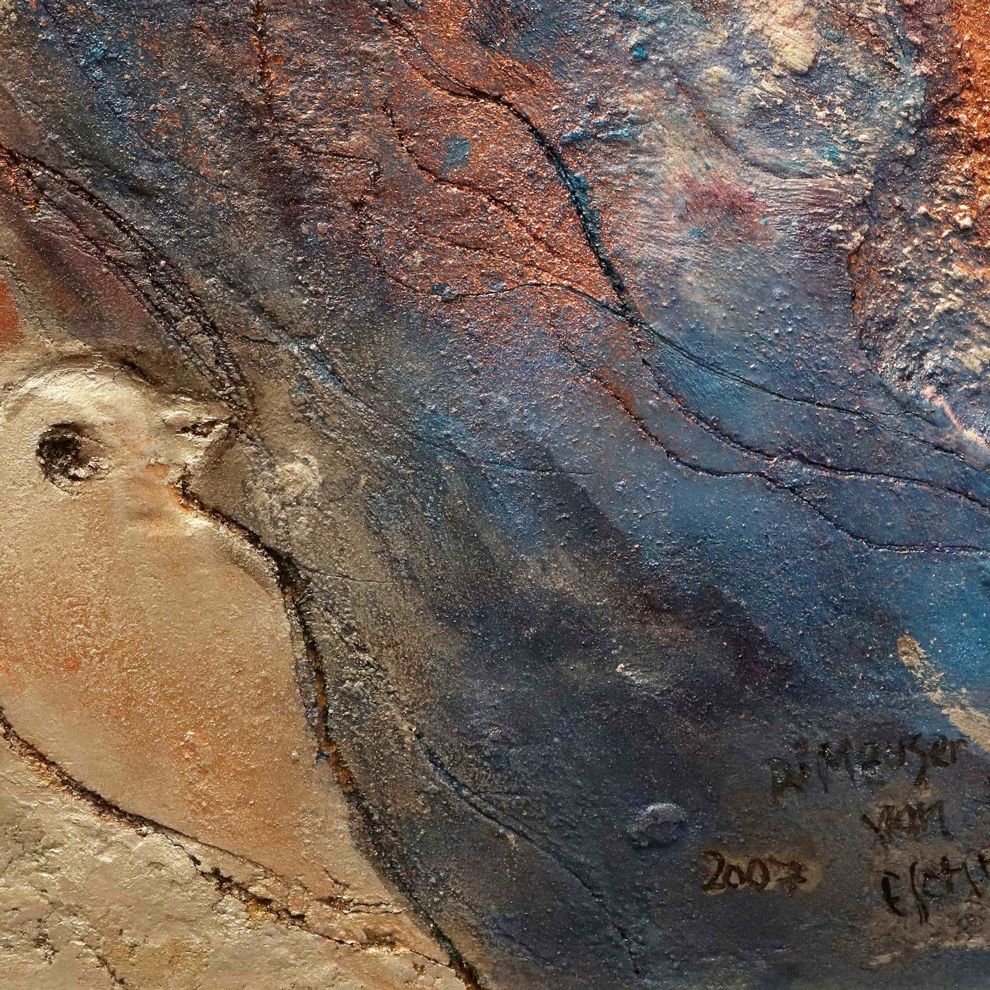 Himmelsvogel in Blau und Gold