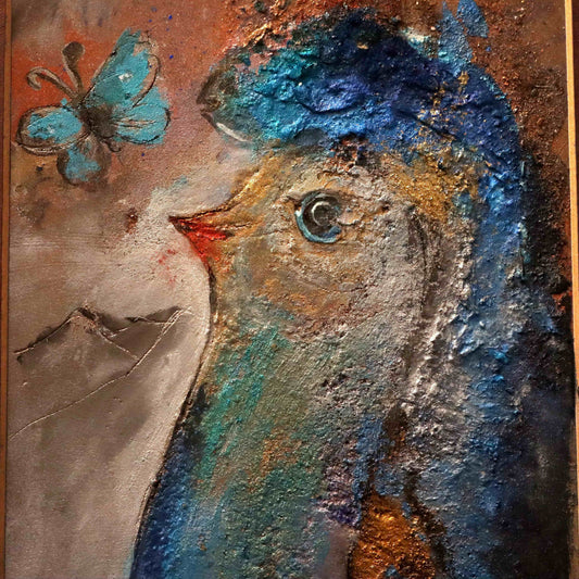 Herbstblätter und Vogel